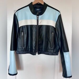NEW Maeve by Anthropologie Cropped Color-block Biker Jacket